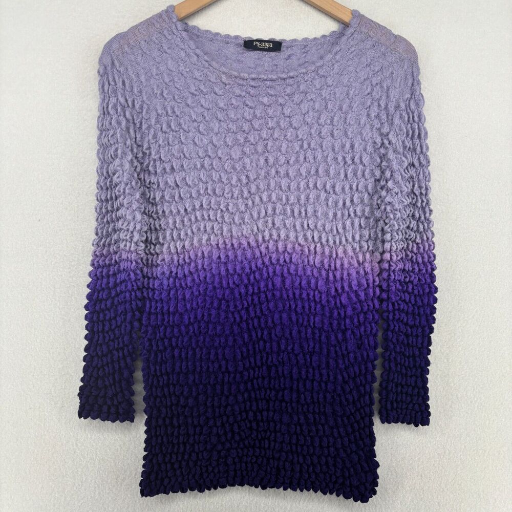 PERISCOPE Sweater Womens OS PS-3983 Wool Blend Ombre Bubble Pullover Purple Vtg